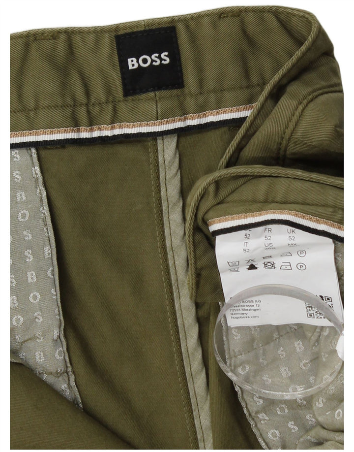 HUGO BOSS Pantalones cortos chinos para hombre IT 52 XL W36 Algodón caqui