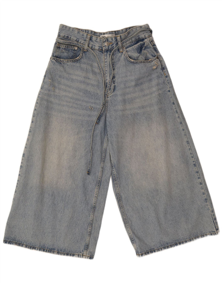 Zara Jeans Capri De Pierna Ancha para Mujer EU 40 Medium W30 L21 Algodón Azul
