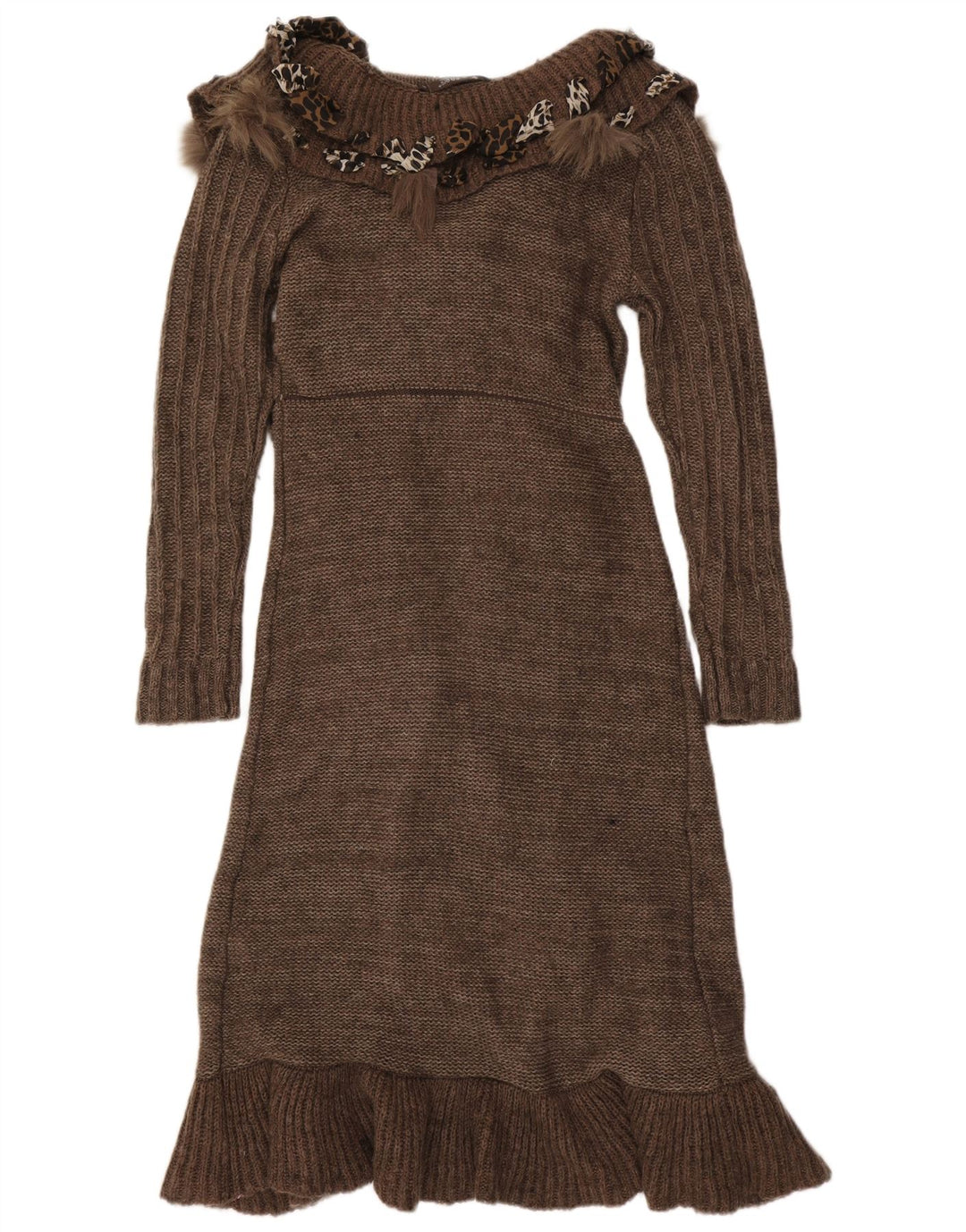 Forla Suéter tipo cárdigan con volantes en la parte delantera Paris para mujer UK 10 Small Brown