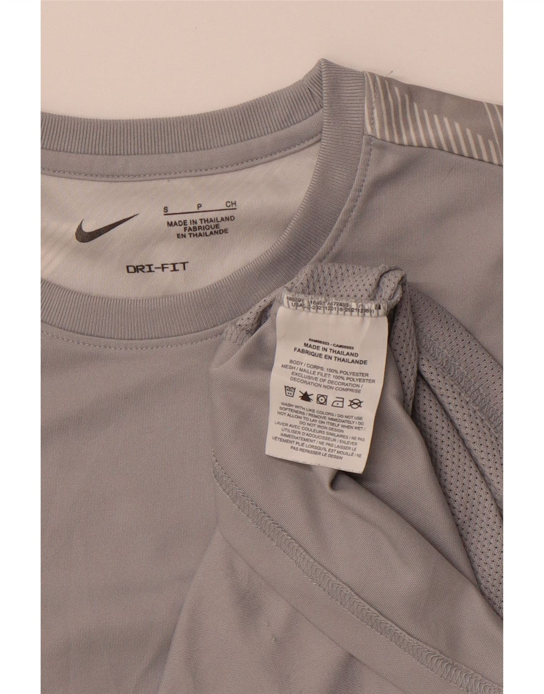 Nike Mujer Dri Fit Top Manga Larga UK 10 Pequeño Gris Geométrico Poliéster