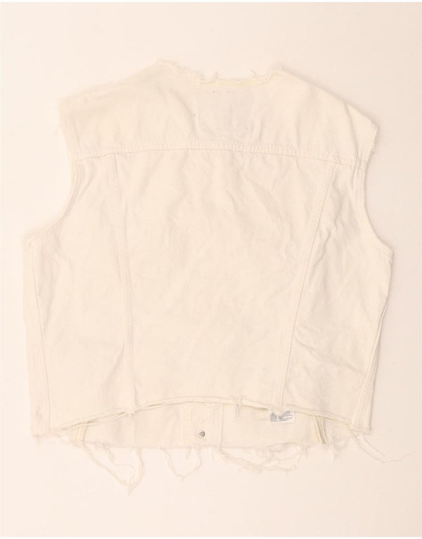 LEVI'S Chaleco vaquero corto para mujer Reino Unido 46 Algodón blanco grande