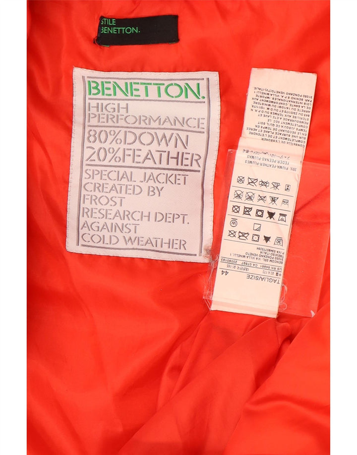 Benetton Abrigo Acolchado Con Capucha IT 44 Mediano Naranja Poliamida