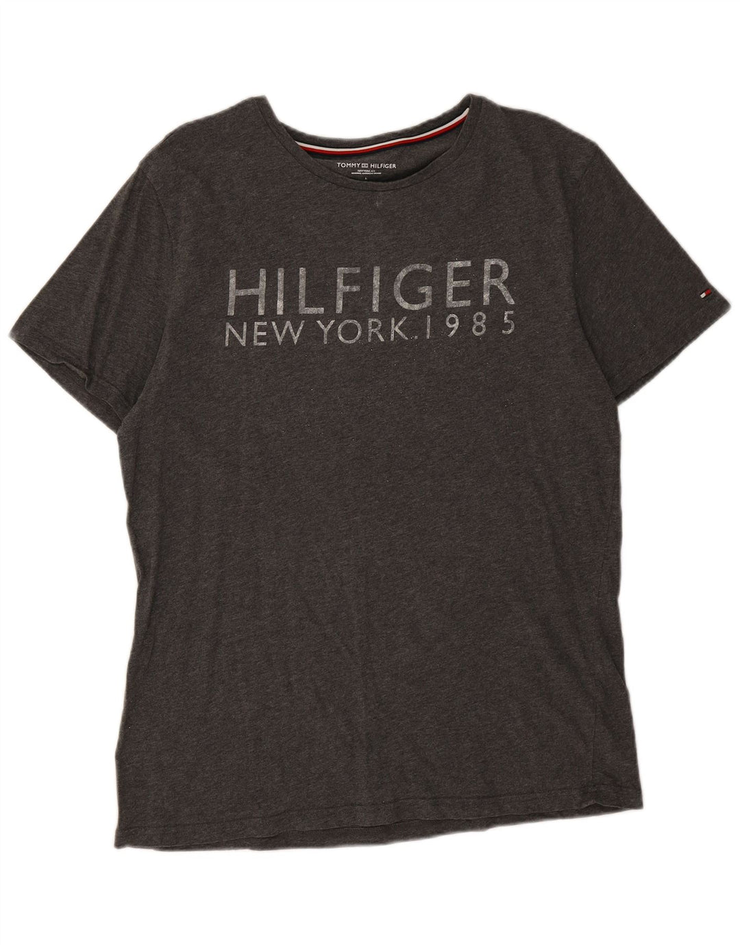 Tommy Hilfiger Camiseta gráfica para hombre Top grande de algodón gris