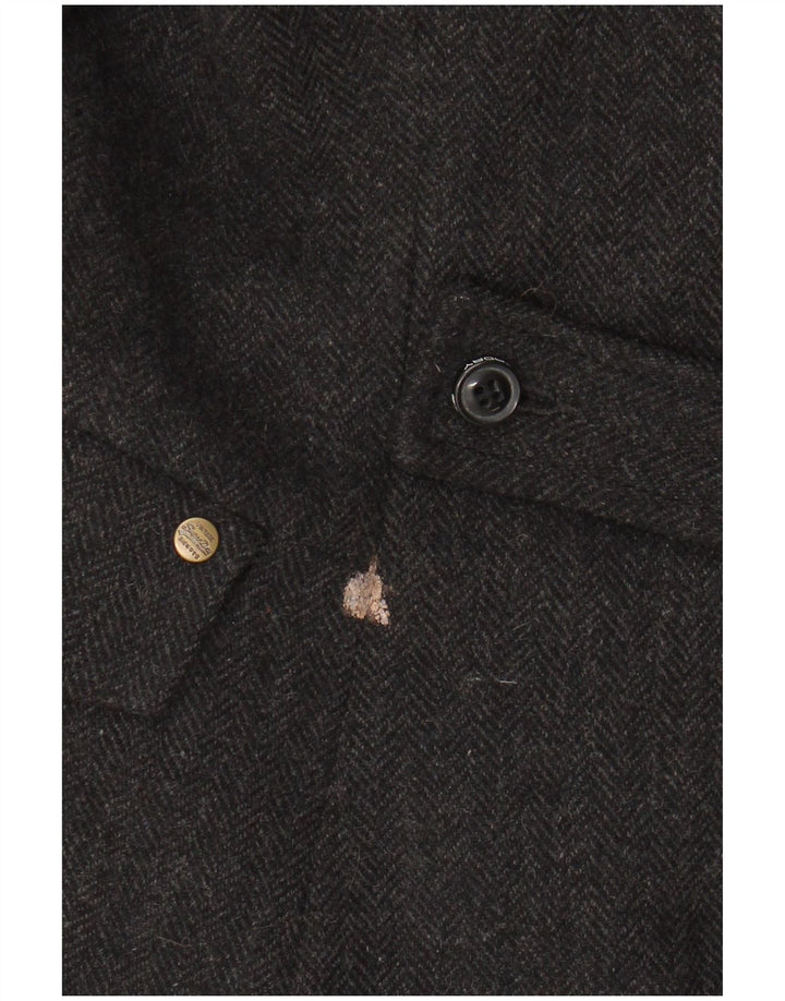 SUPERDRY Chaqueta tipo blazer de 2 botones para mujer UK 40 Lana en espiga gris medio