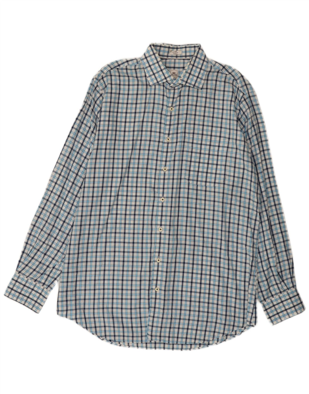 Peter Millar Camisa para hombre de algodón a cuadros azules grandes