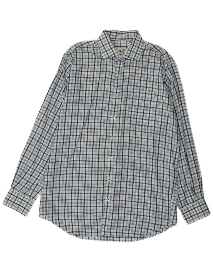 Peter Millar Camisa para hombre de algodón a cuadros azules grandes