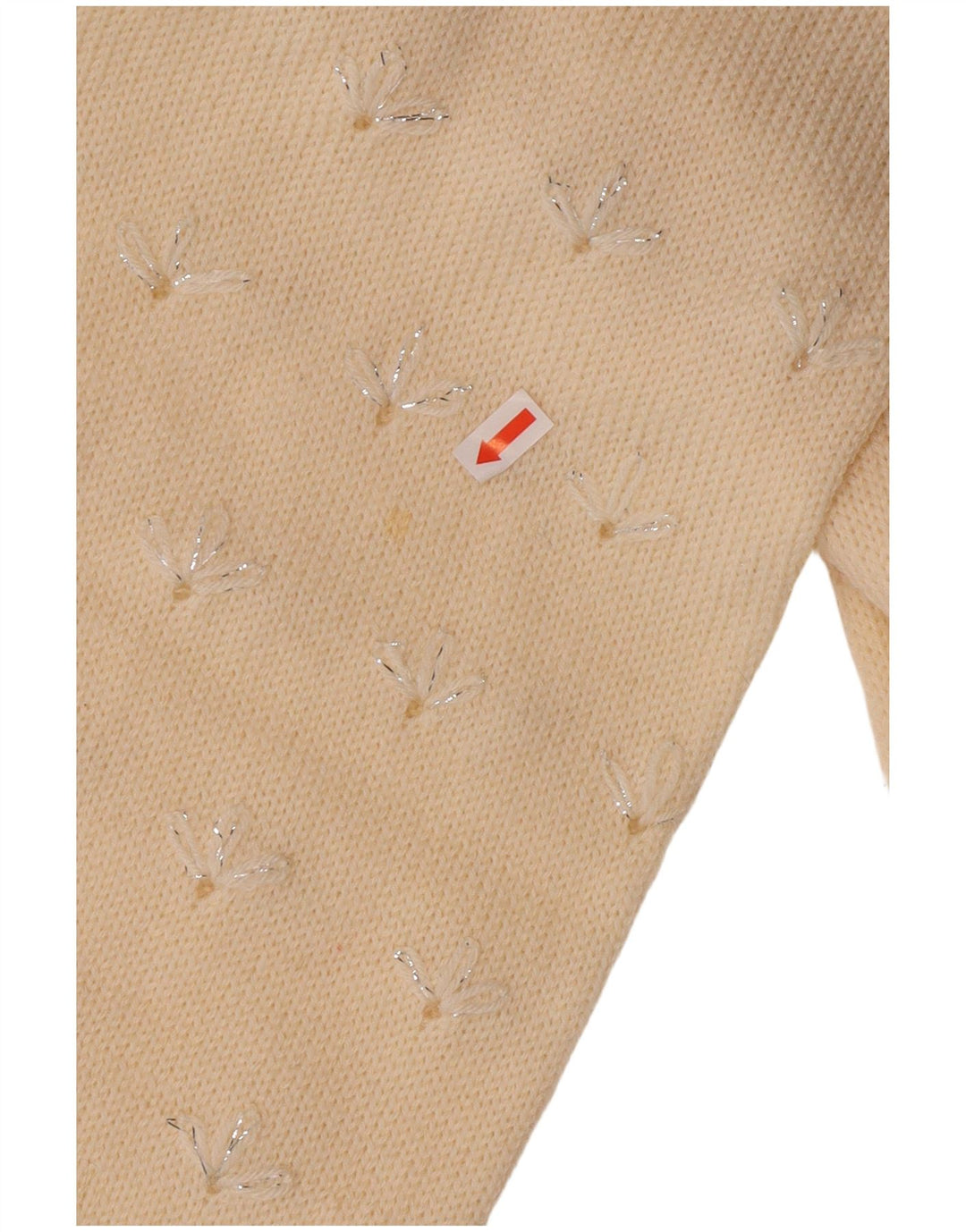 VINTAGE Mujer V-Cuello Jumper Suéter Reino Unido 14 Medio Off Blanco Floral