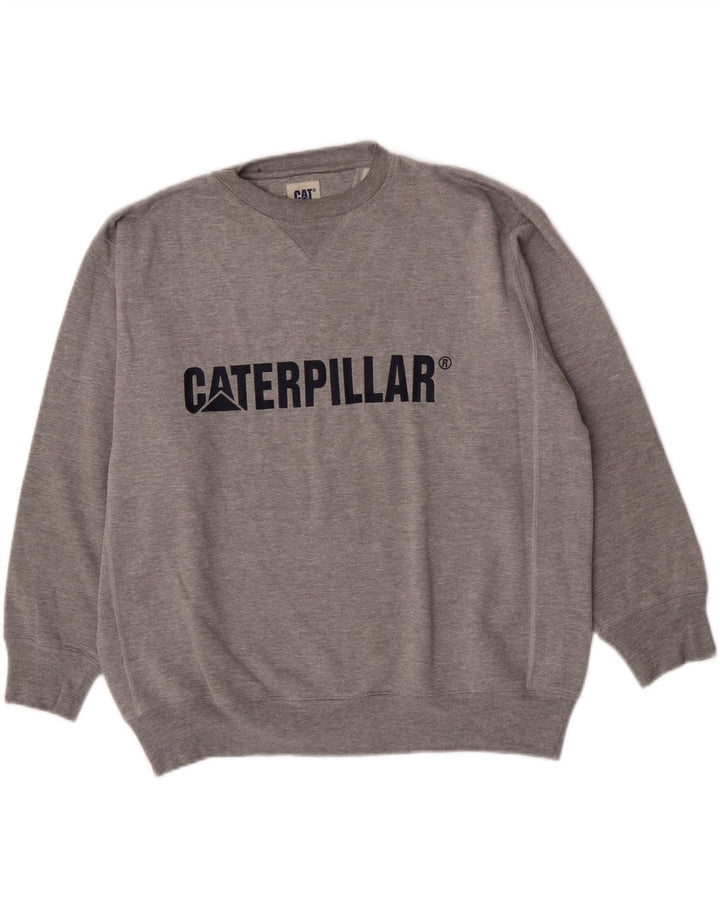 CAT - Sudadera holgada con gráfico para hombre, jersey de algodón gris medio