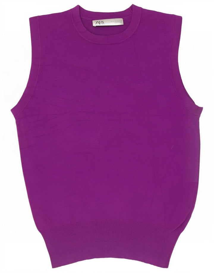 Zara - Camiseta sin mangas para mujer, talla 40, talla M, color morado