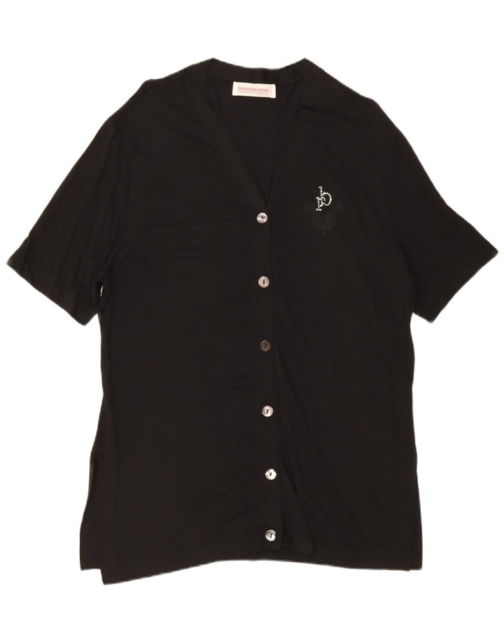 Roccobarocco Blusa para mujer Top IT 48 XL Rayón negro
