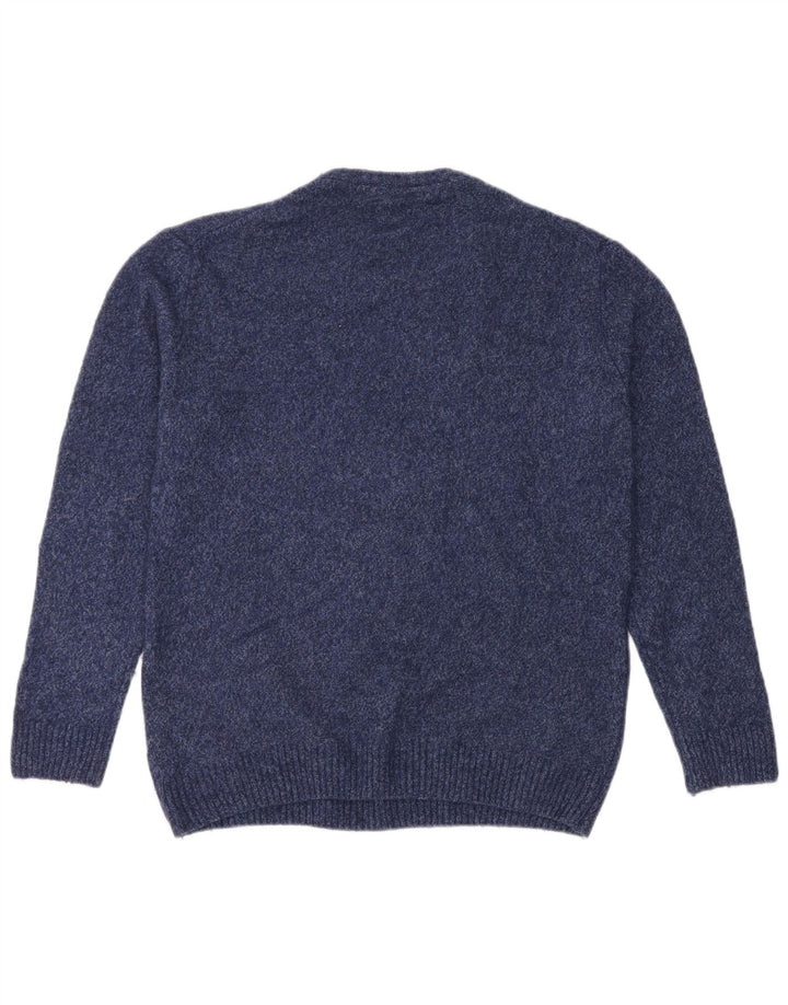 Refrigiwear Jersey de cuello redondo para hombre de lana azul marino medio