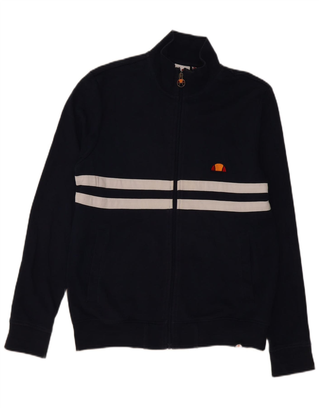Ellesse Mens Chándal Top Chaqueta Pequeña Azul Marino Colorblock Algodón