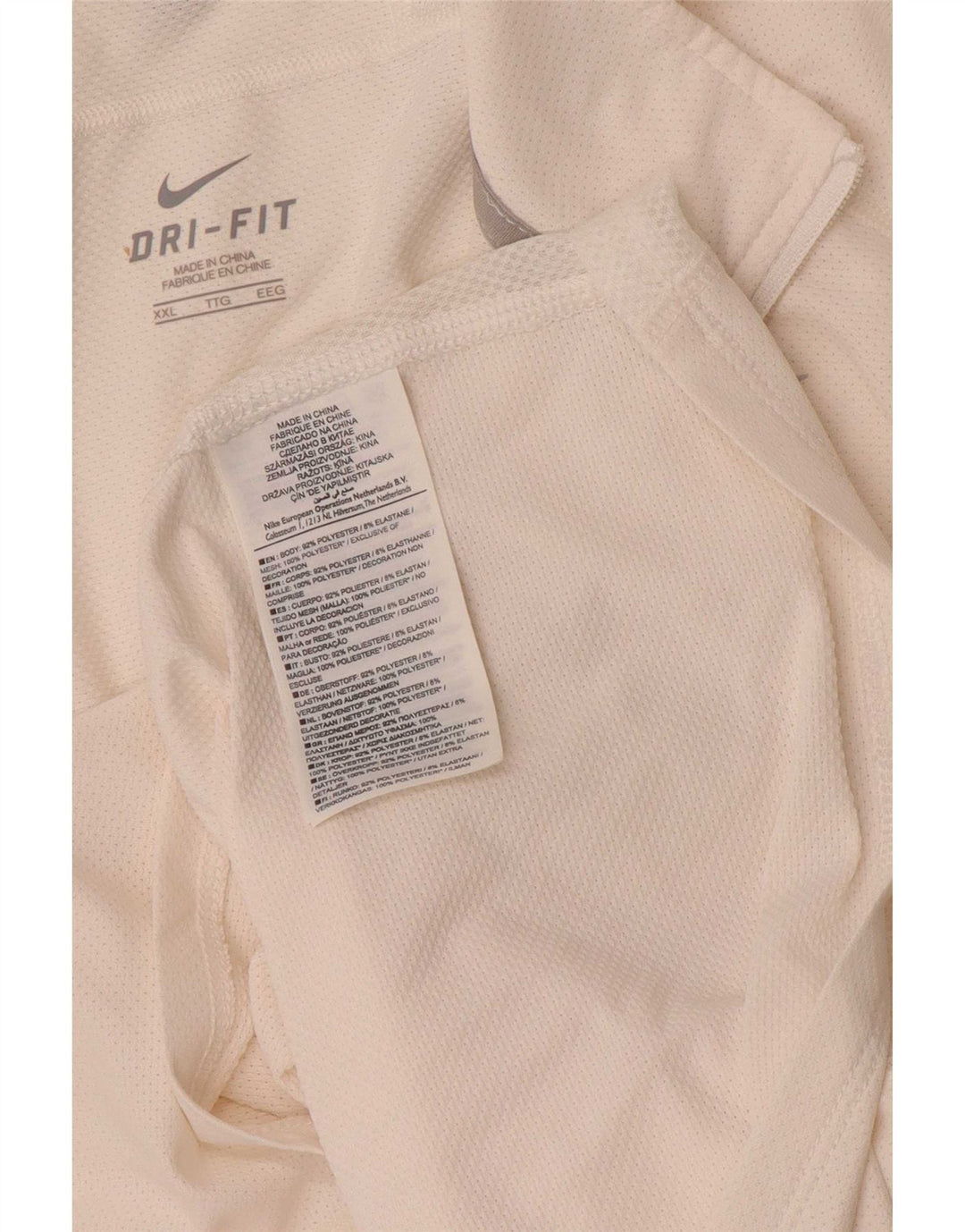 Nike Camiseta Dri Fit con cuello y cremallera para hombre, 2XL, poliéster blanco