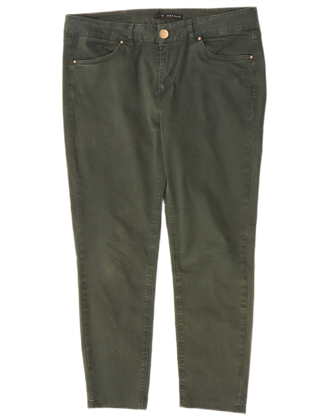 Zara Mujer Crop Slim Jeans EU 40 Medium W30 L24 Verde