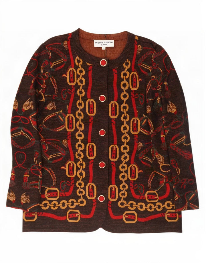 Pierre Cardin Chaqueta tipo blazer con 5 botones y estampado abstracto para mujer IT 48 XL Marrón