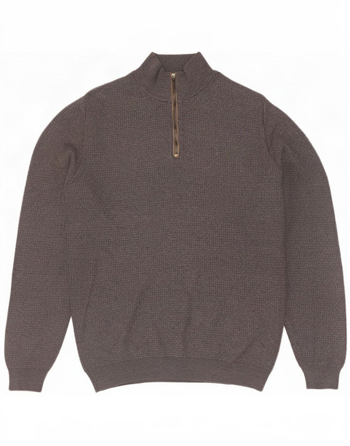 Massimo Dutti Hombre Jersey Con Cremallera En El Cuello Algodón Gris Medio