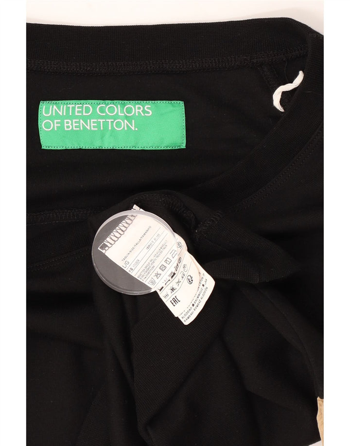 Benetton Sudadera tipo jersey para mujer UK 46 Large Negro Colorblock