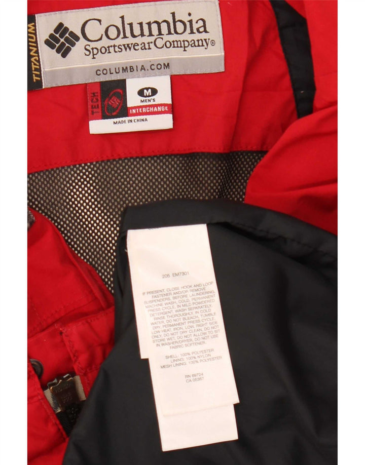 Columbia Chaqueta impermeable con capucha Titanium para hombre Reino Unido 38 Poliéster rojo mediano