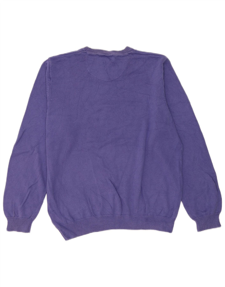 Marks & Spencer Suéter tipo jersey con cuello redondo y corte regular para hombre, talla grande, color morado