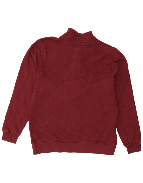 Orvis Mens Zip Neck Regular Fit Sudadera Jumper Large Borgoña Algodón