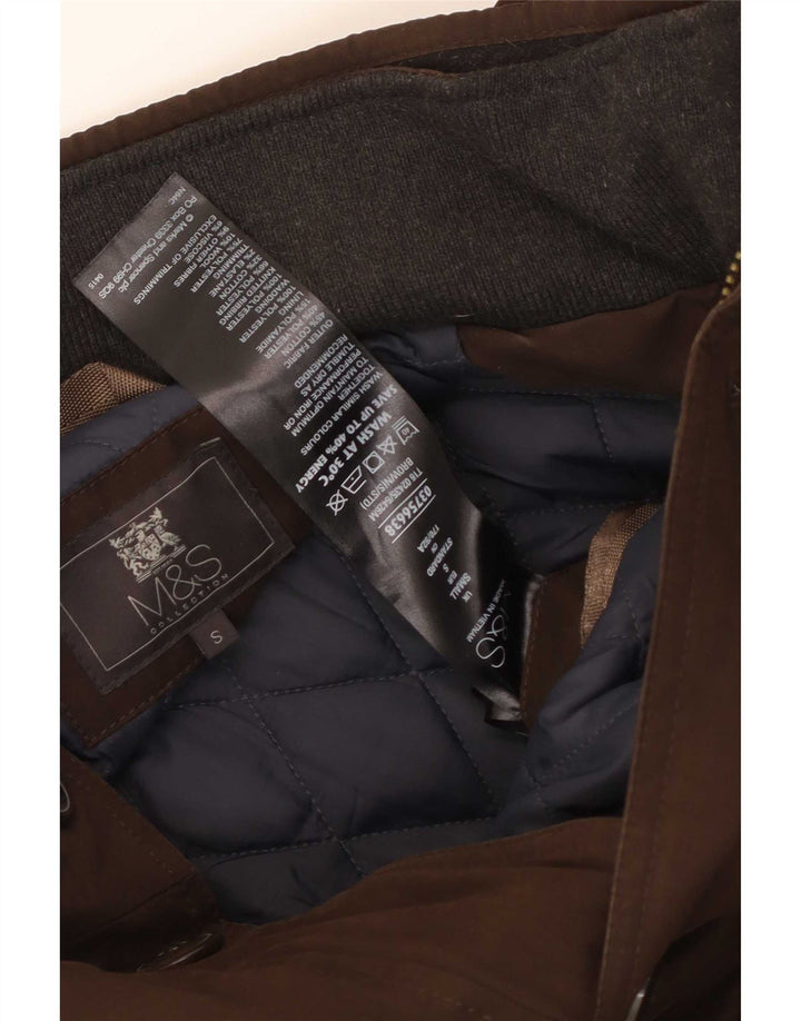 Marks & Spencer Abrigo acolchado para hombre UK 36 Small Marrón Algodón