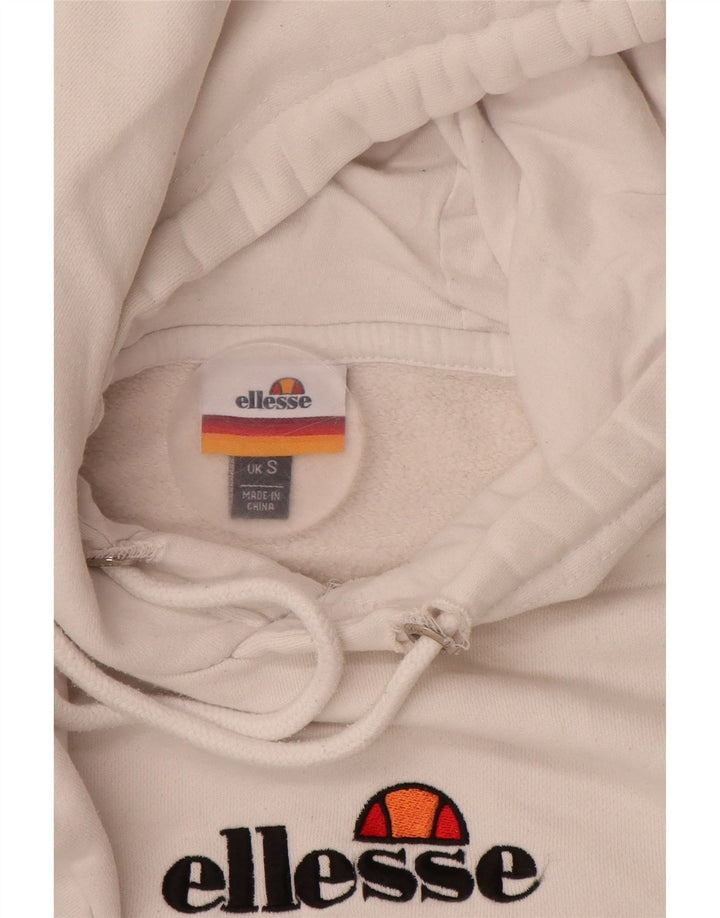 ELLESSE Jersey con capucha gráfica para hombre pequeño de algodón blanco roto