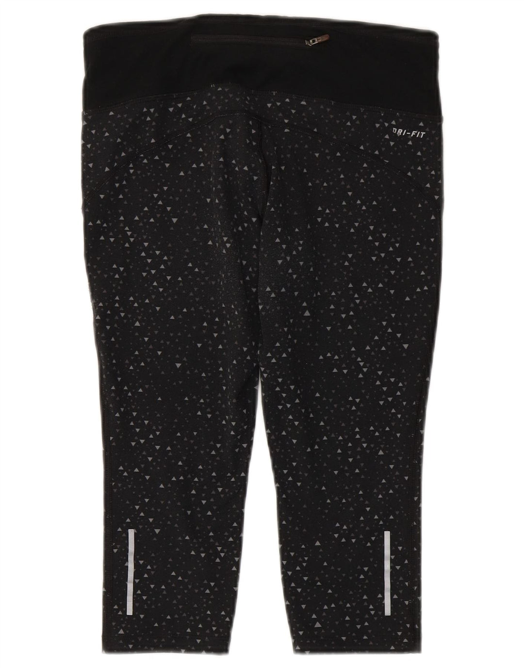 Nike Dri Fit Capri Leggings para mujer UK 10 Pequeño Negro Geométrico Poliéster