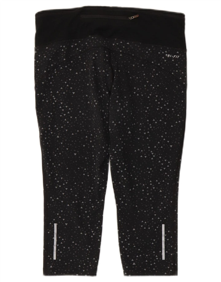 Nike Dri Fit Capri Leggings para mujer UK 10 Pequeño Negro Geométrico Poliéster