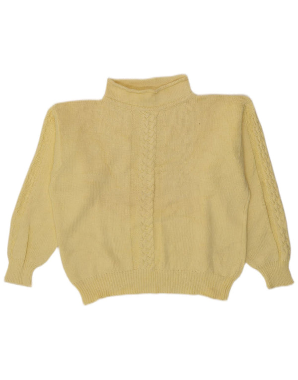 Vintage mujer cuello tortuga jersey suéter Reino Unido 16 amarillo grande