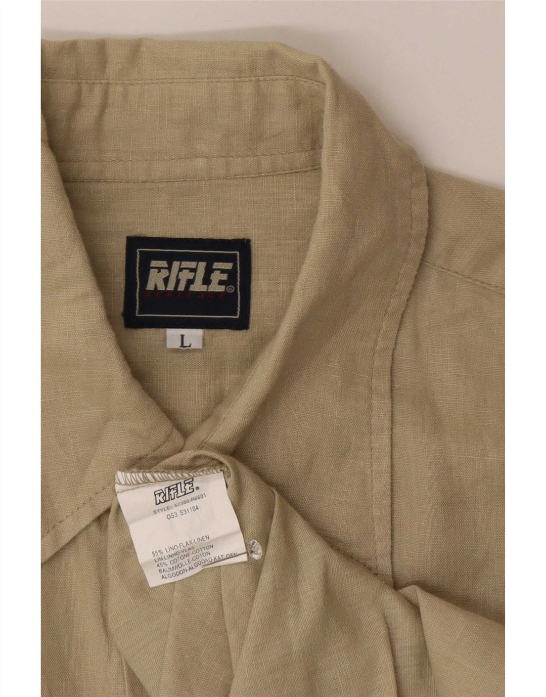 Camisa Rifle Hombre Grande Lino Beige
