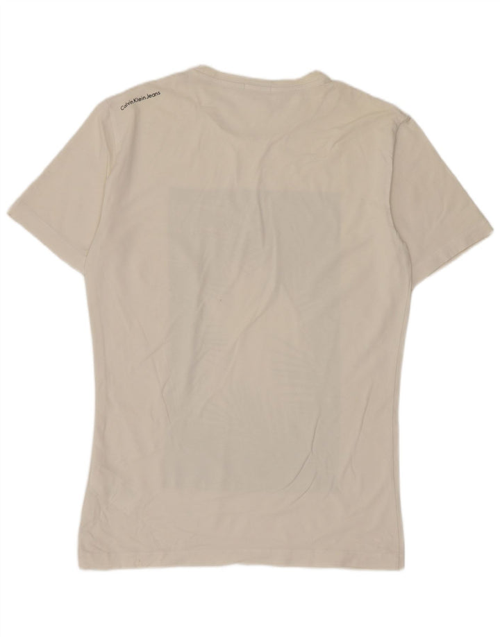 Calvin Klein Jeans - Camiseta gráfica para hombre, talla pequeña, algodón blanco