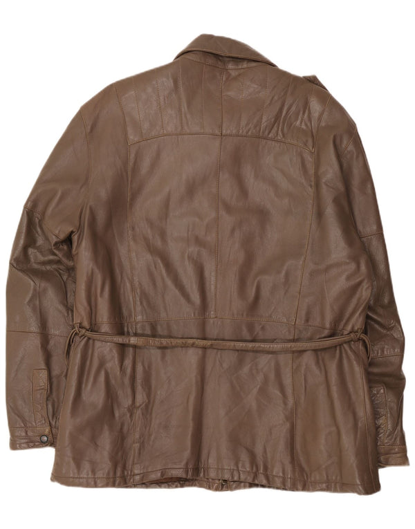Vintage hombres chaqueta de cuero militar Reino Unido 40 marrón grande