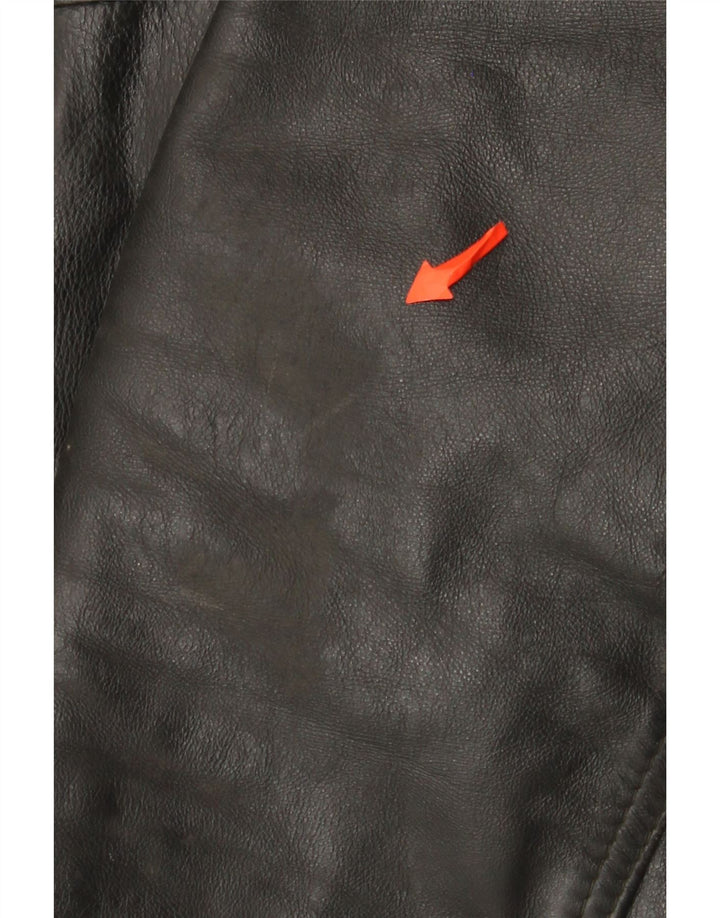 Chaqueta de cuero vintage para hombre Reino Unido 42 XL cuero negro