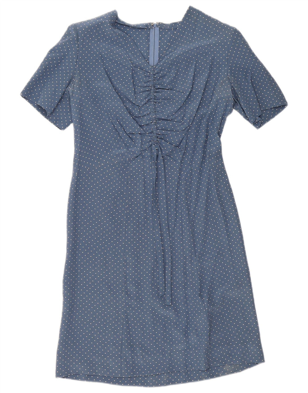 Vintage mujer A-Line vestido Reino Unido 12 azul medio manchado