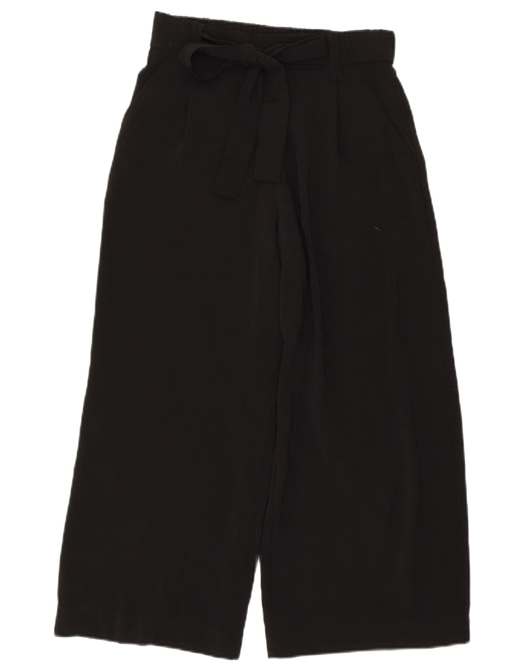 ZARA Mujer Trafaluc Pantalón Capri Pierna Ancha XS W24 L22 Poliéster Negro