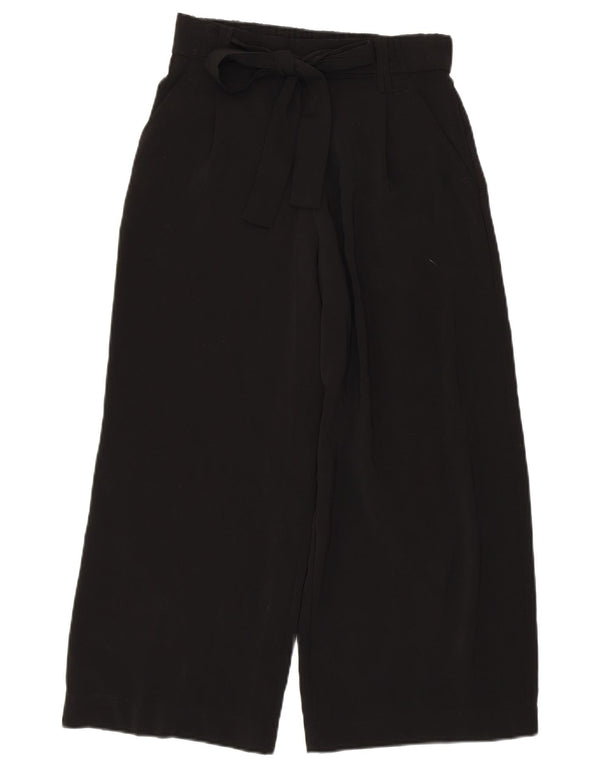 ZARA Mujer Trafaluc Pantalón Capri Pierna Ancha XS W24 L22 Poliéster Negro