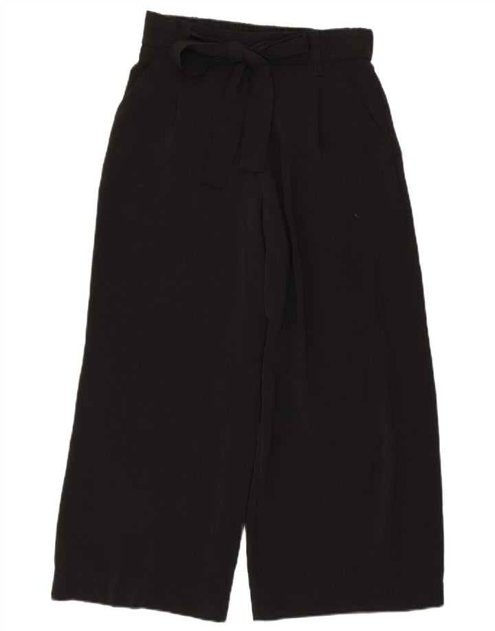 ZARA Mujer Trafaluc Pantalón Capri Pierna Ancha XS W24 L22 Poliéster Negro