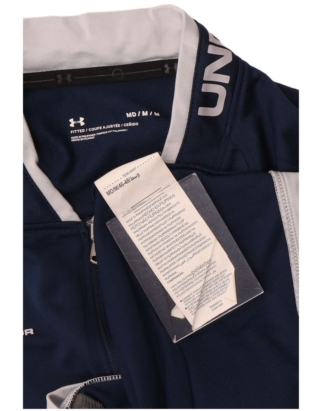 Under Armour Chaqueta superior de chándal con gráfico gráfico para hombre Poliéster azul marino mediano
