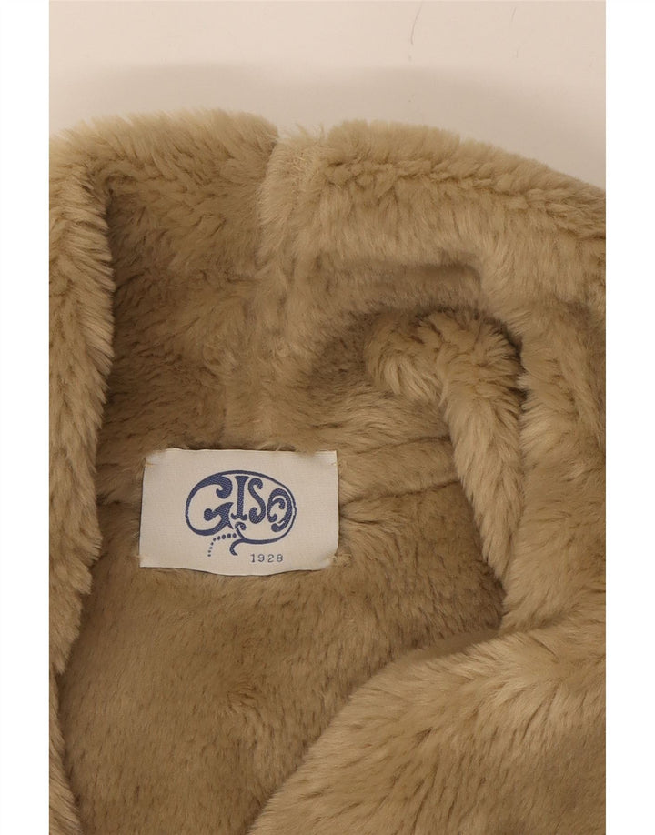 VINTAGE Womens Sherpa Jacket UK 12 Medium Beige Polyacrylic Vintage Vintage and Second-Hand Vintage from Messina Hembry 