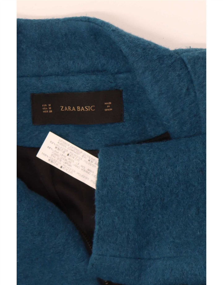 Zara Mujer Abrigo UK 44 Medio Azul Marino Poliéster