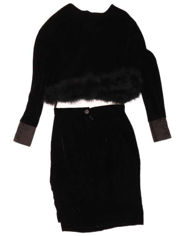 Vintage Womens Oversized 2 Piece Skirt Set IT 42 Medium W26 Black