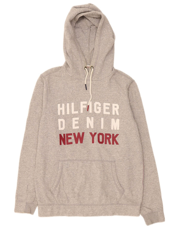 Tommy Hilfiger Jersey con capucha gráfica para hombre de algodón gris grande