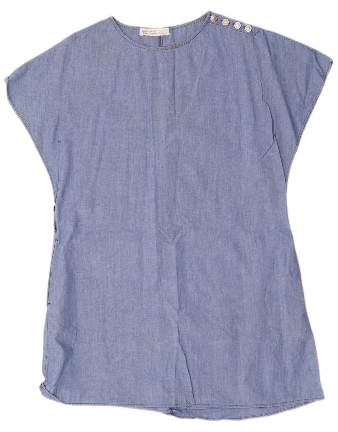 Zara Mujer Vestido Tent UK 44 Algodón Azul Medio