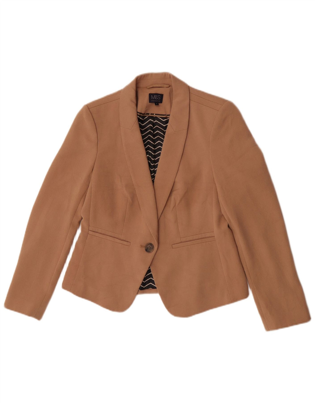 Marks & Spencer Chaqueta tipo blazer con 1 botón para mujer UK 42 Poliéster marrón medio