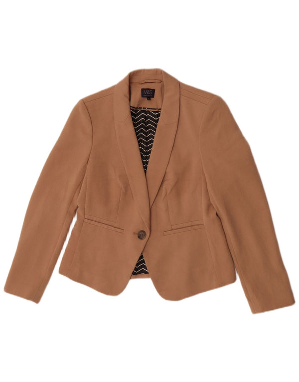 Marks & Spencer Chaqueta tipo blazer con 1 botón para mujer UK 42 Poliéster marrón medio