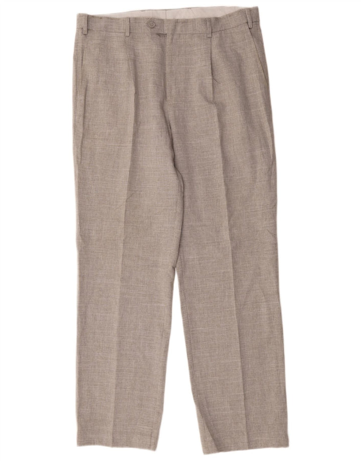 Marks & Spencer Pantalón de traje recto para hombre W36 L33 Poliéster gris
