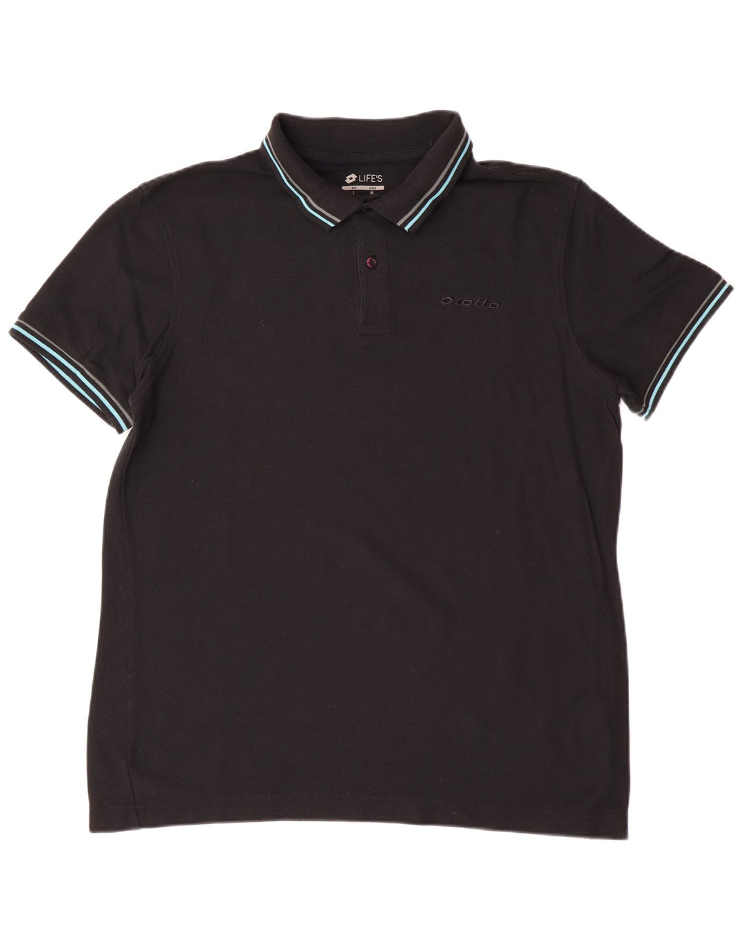 Polo Lotto Hombre Grande Algodón Negro