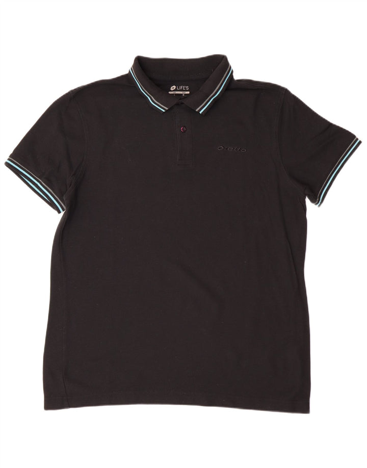 Polo Lotto Hombre Grande Algodón Negro