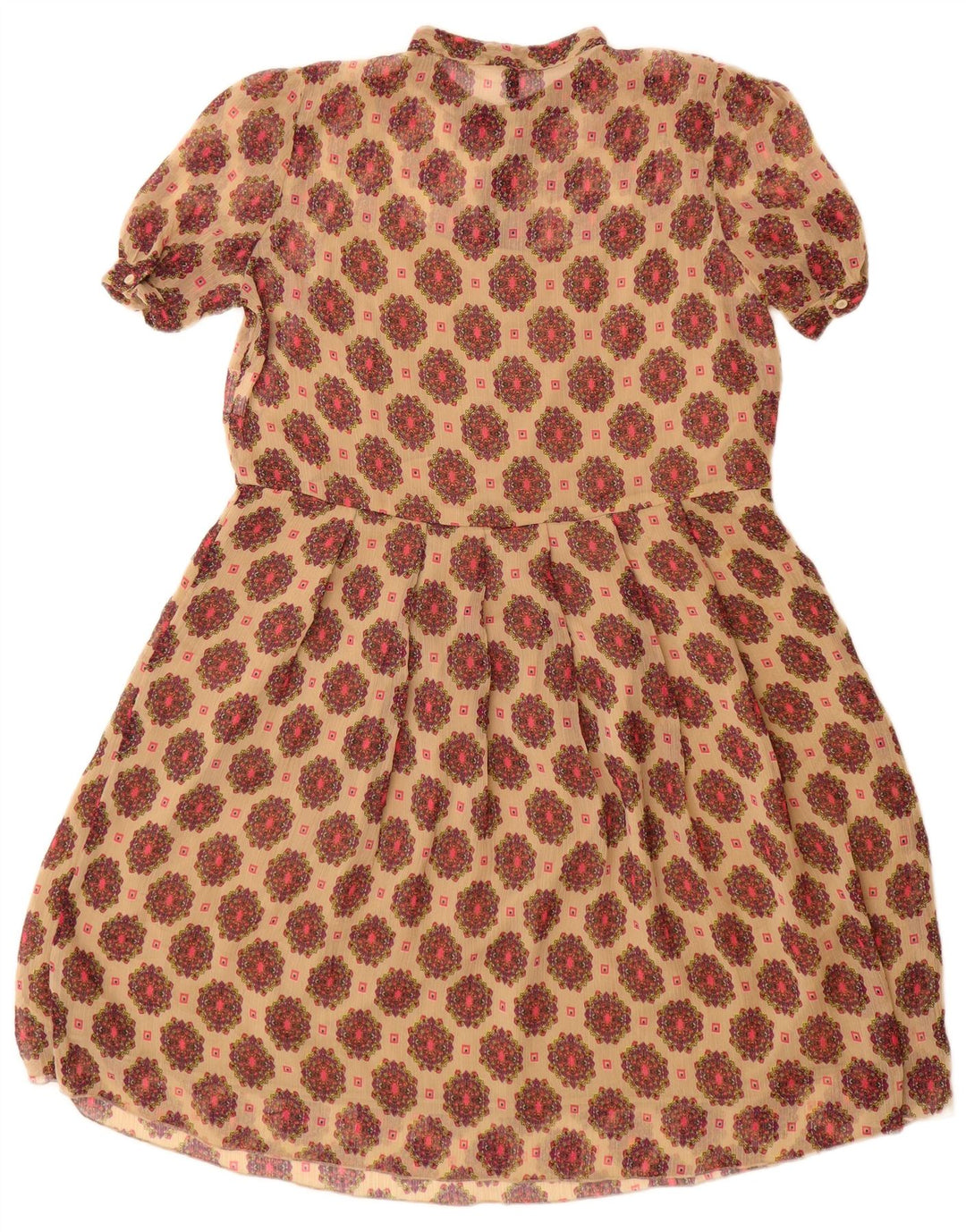 Benetton Vestido Acampanado para Mujer ES 42 Medio Beige Floral