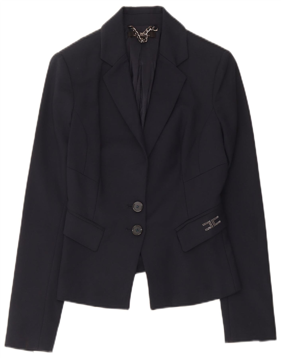 Elisabetta Franchi Chaqueta tipo blazer de 2 botones para mujer IT 42 Azul marino mediano